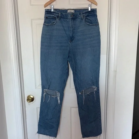 Abercrombie & Fitch 90’s Straight Ultra High Rise Curve Love Jeans Blue Size 16 - Picture 1 of 4